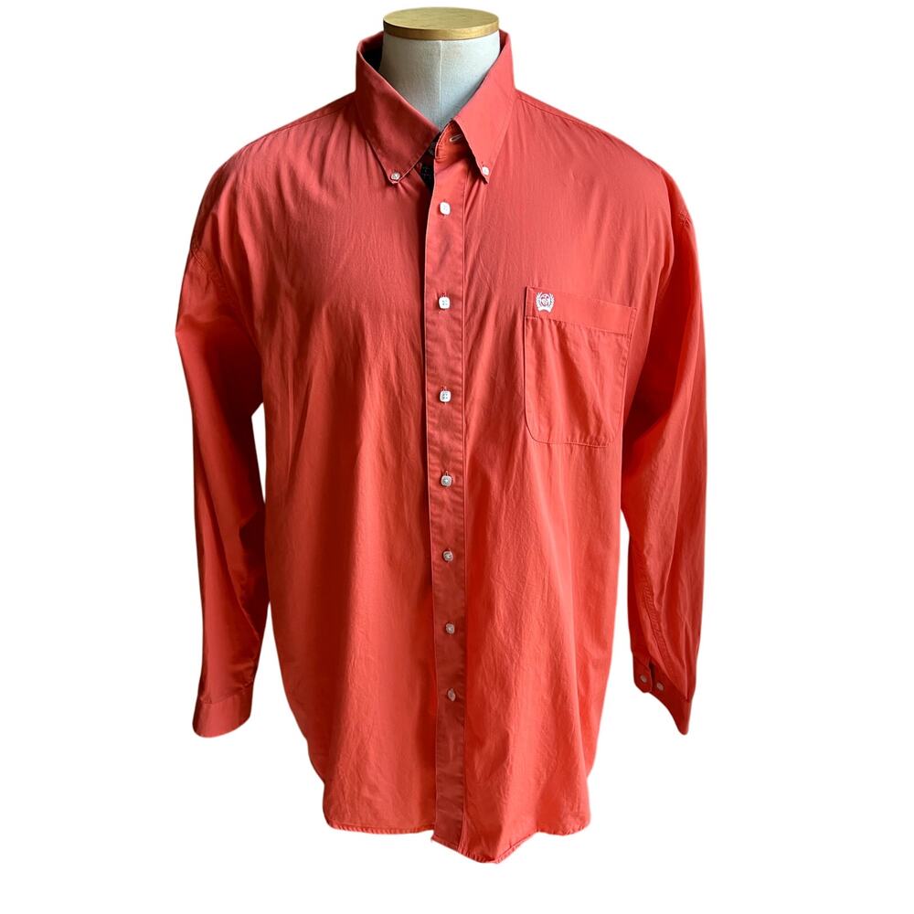 Cinch orange buttondown casual country western long sleeve shirt size XXL